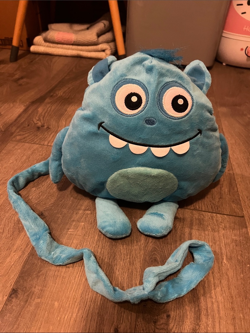 Baby Nuby on-the-go blue monster plush safety harness backpack